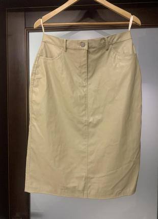 Кожаная юбка карандаш миди цвета слоновой кости alibi размер l6 фото