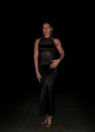 Элегантное облегающее клубное вечернее чёрное длинное платье arise shine of new york