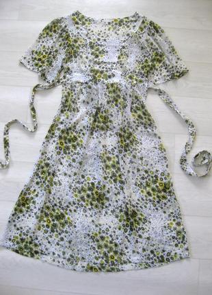 Разноцветное миди платье peppercorn летнее полупрозрачное цветочный принт