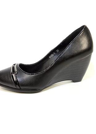Туфли женские camidy, на устойчивой танкетке, черные, нарядные. 35-41.