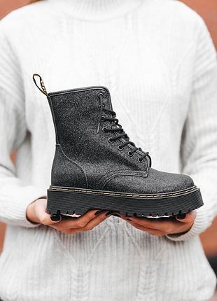 Женские высокие кожаные ботинки dr.martens jadon glitter без хутра