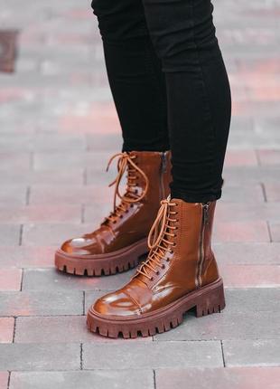 Женские высокие кожаные ботинки balenciaga tractor boots5 фото