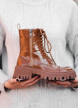 Женские высокие кожаные ботинки balenciaga tractor boots7 фото