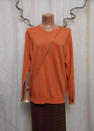 Фирменный h&m мега тёплый свитер/джемпер на 80% шерсть в цвете оранж, размер л-2хл