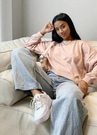 Пудровая футболка  с длинным рукавом лонгслив оверсайз oversaize asos design