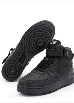 Зимові кросівки кеди nike air force black з хутром на зиму 13012