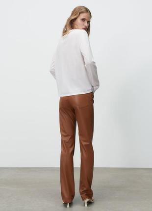Кожаные прямые брюки zara s/m10 фото