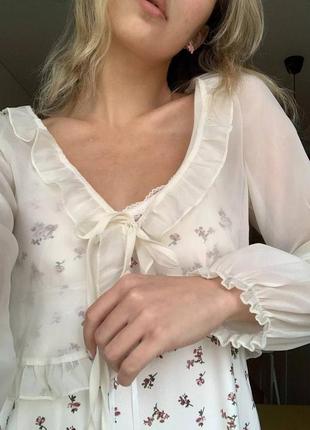 Кофточка молочная шифон прозора блузка сорочка