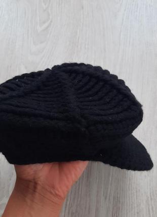 Зимний демисезонный вязаный берет с козырьком  кепка шляпа шапка roeckl