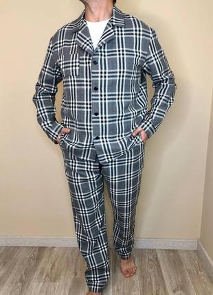 Чоловічий домашній костюм, мужская пижама, чоловіча пiжама (фланель)3 фото