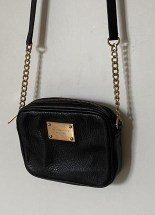 Сумка michael kors black leather crossbody bag4 фото