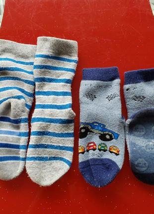 Теплые махровые носки с тормозками силиконовой подошвой против скольжения 1-2 г 80-86-92 см 19-23 р