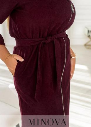 Элегантное бордовое платье из мягкой теплой ткани, больших размеров от 48 до 663 фото