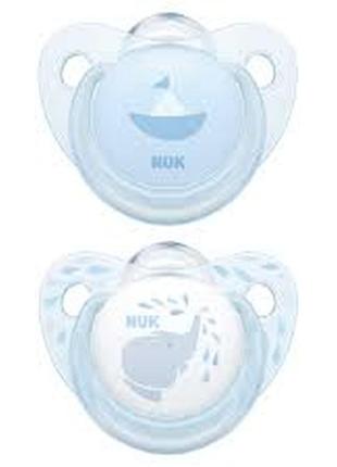 Силиконовые пустышки с чехлом nuk baby , 0-6 месяцев, 2 шт.  соска