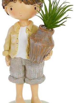 Декоративна статуетка "хлопчик з квіткою" 9х7.5х20см hotdeal, полістоун