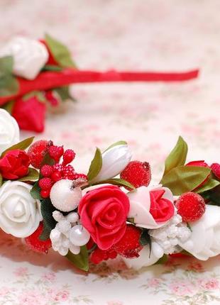 Обруч ободок пышный бело-красный