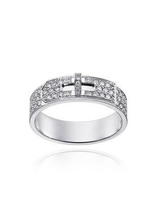 Эрмес-кольцо серебро 925, цирконы бриллиантовой огранки