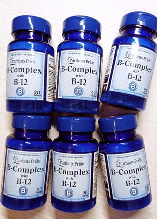 Витамины группы в, vitamin b-complex with b-12, puritan's pride