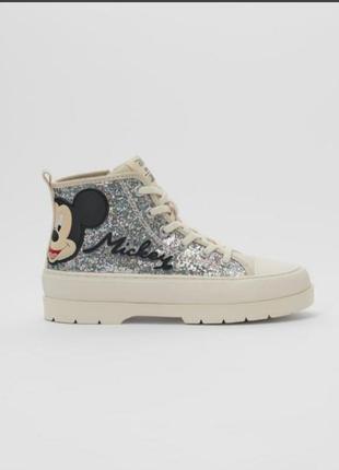 Zara ботинки кроссовки кеды боты высокая подошва блестящие mickey mouse микки маус дисней 36 размер1 фото