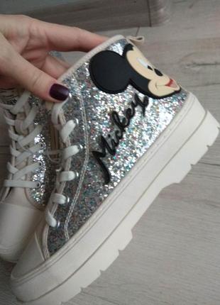 Zara ботинки кроссовки кеды боты высокая подошва блестящие mickey mouse микки маус дисней 36 размер8 фото