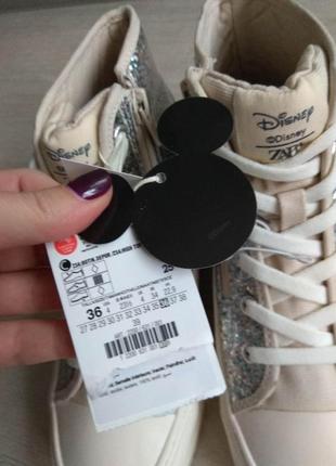 Zara ботинки кроссовки кеды боты высокая подошва блестящие mickey mouse микки маус дисней 36 размер7 фото