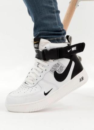 Зимние женские кроссовки white nike shoes with gold check account winter. белые. высокие. кожа