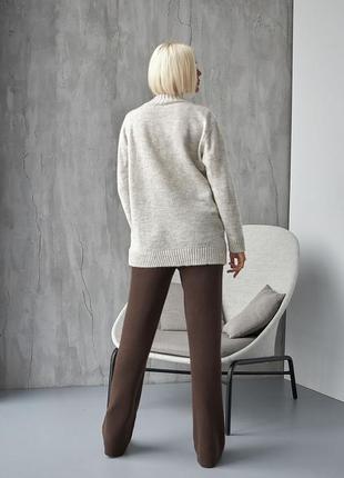 Удлиненный свитер туника цвета слоновая кость. модель 2410 trikobakh6 фото