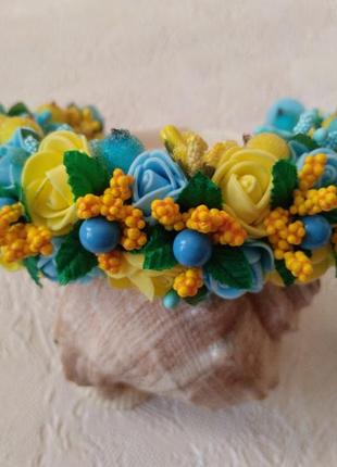 Український патріотичний обруч ободок в національніх жовто-блакитних кольорах