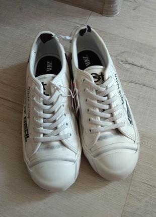 Zara кеди кросівки будь собою нові білі keep it really 34 35 розмір8 фото