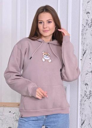 Реглан худи женский теплый на флисе с капюшоном