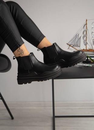 Жіночі ботінки bottega veneta mini black утеплитель байка женские ботинки вената ботега