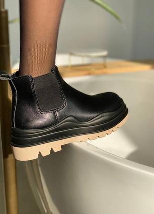 Жіночі ботінки bottega veneta mini black утеплитель флис женские ботинки вената ботега
