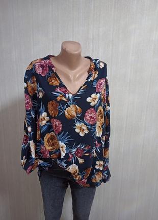 Блузка amisu. блуза в квітах. блуза принт цветы .1 фото