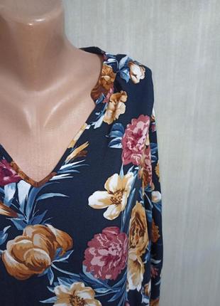 Блузка amisu. блуза в квітах. блуза принт цветы .4 фото