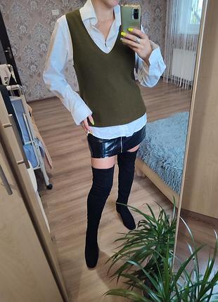 Натуральный жилет жилетка цвет хаки mango новый