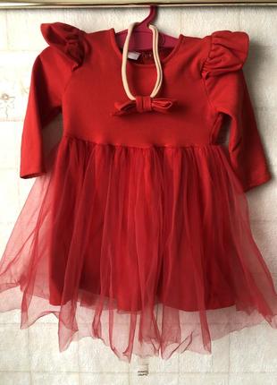 Святкова червона сукня 74/801 фото
