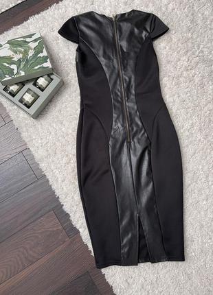 Чорна сукня зі шкіряними вставками2 фото