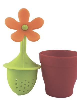 Ситечко для заварювання чаю "квітка в горщику" колір - помаранчевий