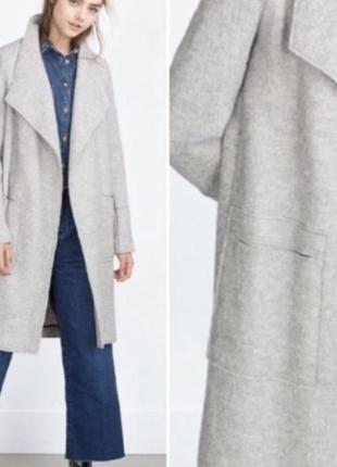 Zara пальто без пуговиц на запахе