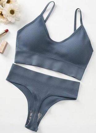 Бесшовное нижнее белье нижнее белье женские топ и трусики набор белья