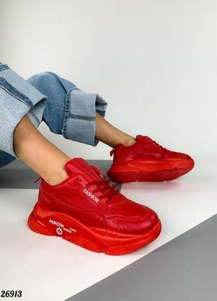 Sale! модные яркие кроссовки на платформе красные