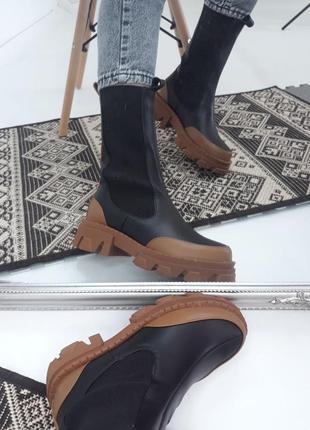 Кожаные высокие ботинки челси,осень-зима, любой цвет
