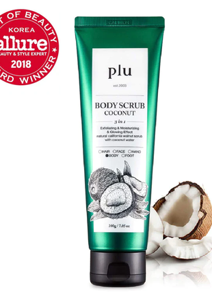 Скраб для тіла з кокосовою водою plu original body scrub coconut (200 г)2 фото