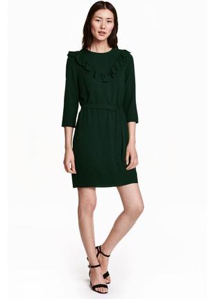 Сукня жіноча зелена, ізумрудна з поясом 36/6  h&m 04103153 фото
