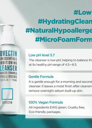 М'який гель для вмивання rovectin skin essentials conditioning cleanser (175 мл)2 фото