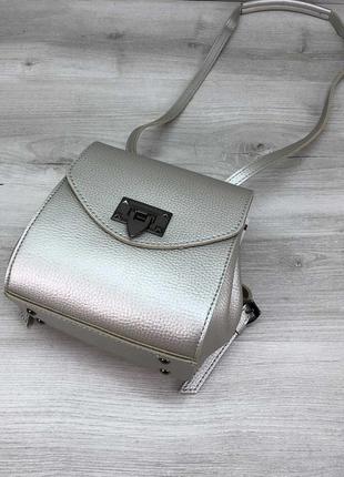 Сумка-рюкзак серебро3 фото