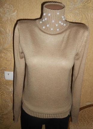 Стильна кофточка гольф з перлами ручна робота