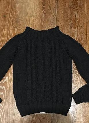 Стильний укорочений чорний в’язаний светр кофта