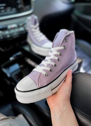 Жіночі кеди  converse high platform lilac женские кеды5 фото