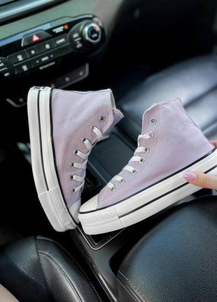 Жіночі кеди  converse high platform lilac женские кеды3 фото